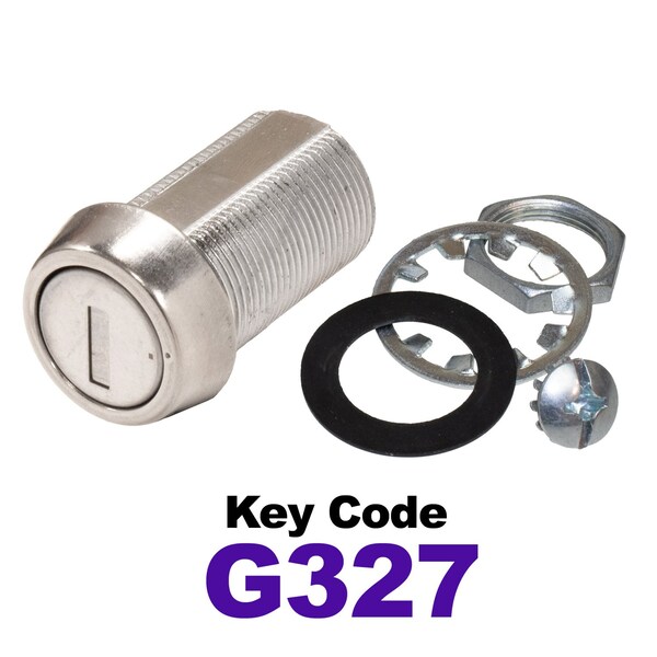 Global RV SS Compartment Lock, Cam/Blade Style, 1-1/8in Threaded Barrel, Blades not Included, Keyed to G327 CLB-327-118-SS - main
